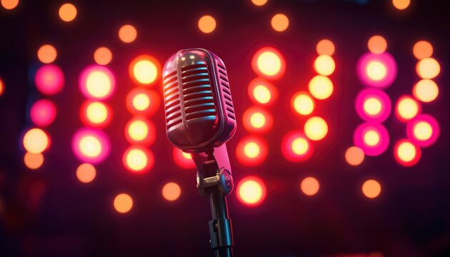 Entertainment Nightlife: Stand-Up Comedy Show Signboard, Live Vocal Concert Event At A Vibrant Nightclub Venue With Catchy Title