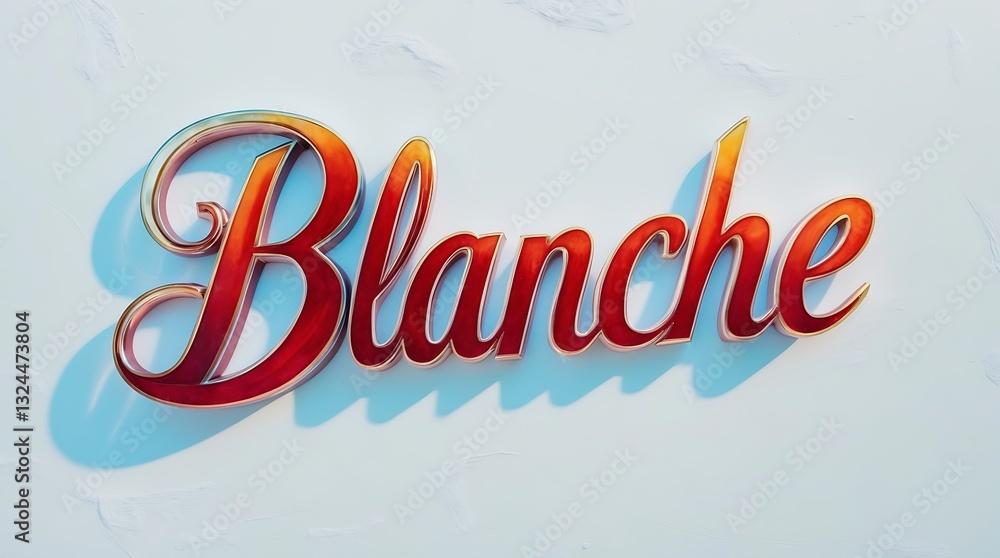 Poster unique typography of the name blanche displayed on a textured wall surface