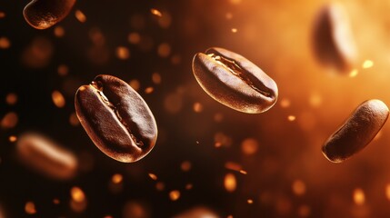 Coffee Beans Background. Close Up fresh roasted brown