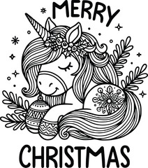 Magical Christmas Unicorn Clipart – Festive Holiday Illustration