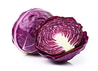 Obraz premium Whole Purple Cabbage on a Clean White Surface