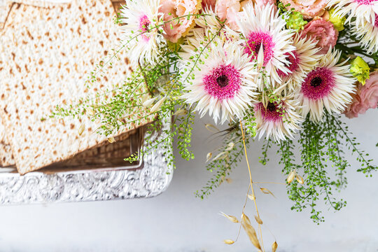 Pesah celebration concept (jewish Passover holiday festive table)