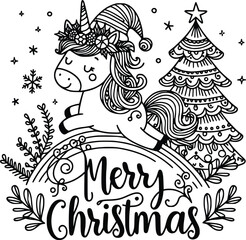Magical Christmas Unicorn Clipart – Festive Holiday Illustration
