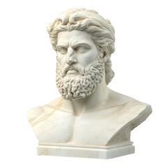 Fototapeta premium Classical bust of a man with detailed features and expressions capturing the essence of historical sculpture art isolated on a white background.
