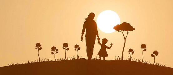parent and child hands silhouette paper art