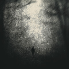 Gloomy landscape, lonely person, mystical wallpaper