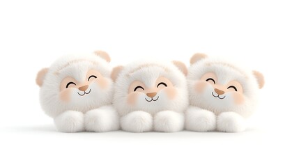 Cute Fluffy White Tigers for Happy Family.