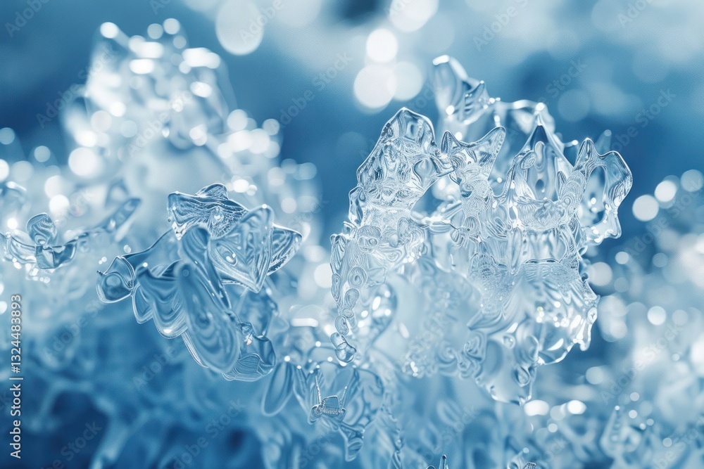 Poster delicate ice crystals create intricate patterns on glass, illuminated by soft light for a frosty loo