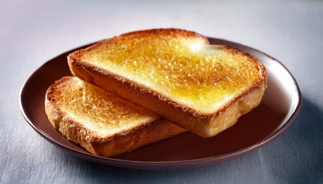 Golden Toast: Two slices of perfectly golden-brown toast rest on a plate, exuding warmth and the simple pleasure of a delicious breakfast. A mouthwatering visual of toasted bread.