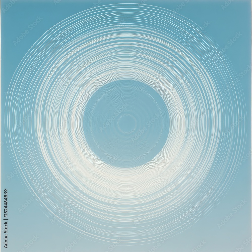 Poster abstract 3d artwork featuring layered concentric circles in soft blue tones, creating a hypnotic and