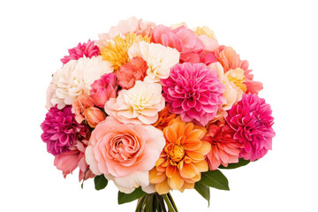 Bright bouquet of mixed flowers in vibrant colors, cut out