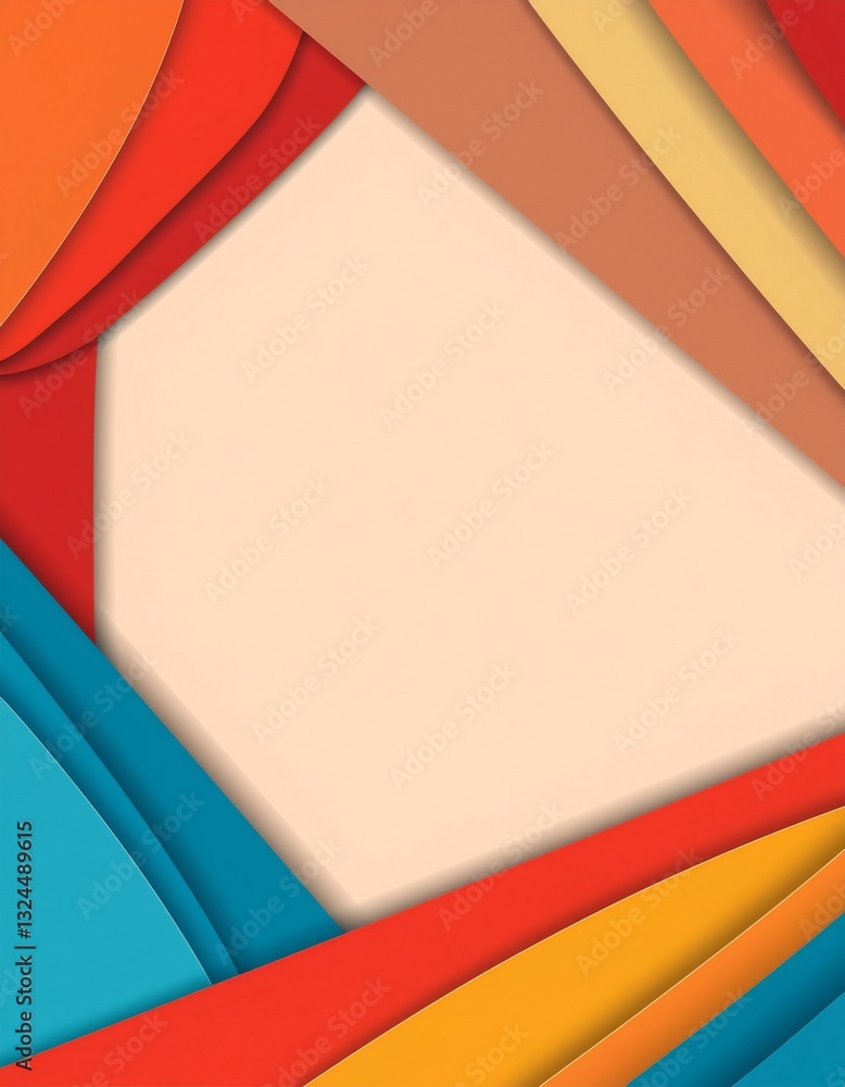 Poster colorful abstract poster background with layered paper shapes creating a modern and vibrant design