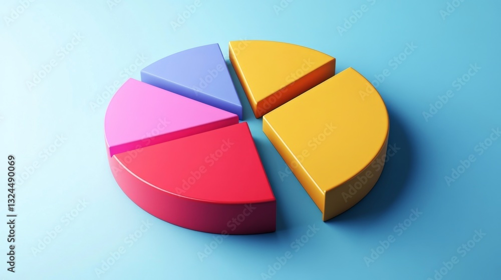 Aufkleber a d pie chart featuring sharp, clean divisions, with each segment in a bright, easy-to-read color fo