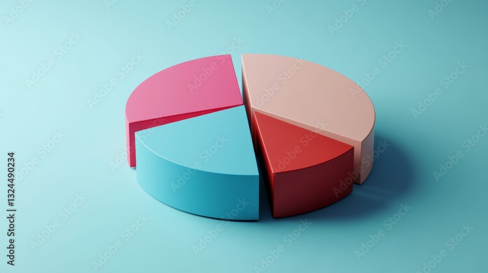 Aufkleber a clean and simple d pie chart with distinct segments, ideal for presenting data in a clear and prof