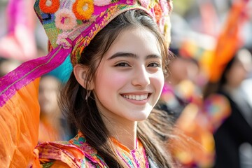 Fototapeta premium Multicultural easter parade with vibrant traditional attire and joyful participants