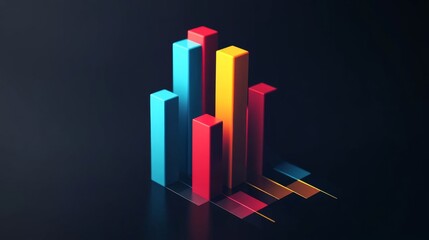 A minimalist D bar graph in a corporate presentation style, featuring evenly spaced bars in bold colors for clear data comparison.