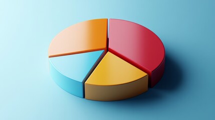 Fototapeta premium A minimalist D pie chart with a smooth, polished design and clearly marked sections for easy data interpretation.