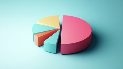 Obraz premium A minimalist D pie chart with clearly labeled segments, allowing for easy interpretation in a business meeting.