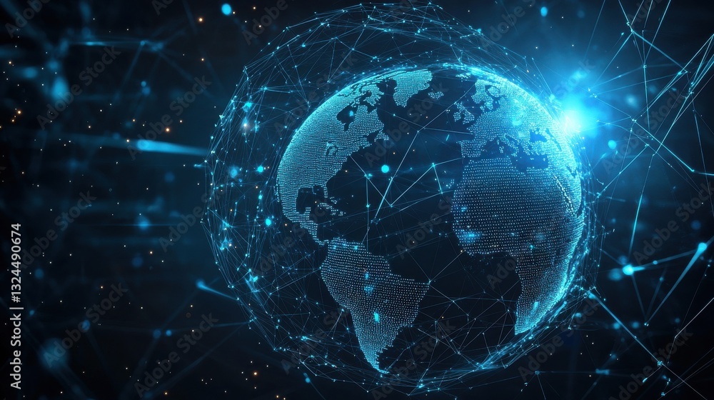 Poster technology image of globe. abstract polygonal space. global network graphic concept. graphic concept