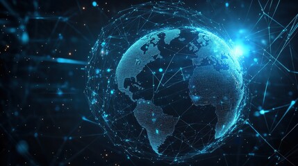 Obraz premium Technology image of globe. Abstract polygonal space. Global network graphic concept. Graphic concept for your design