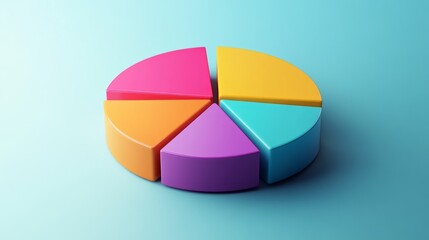 Fototapeta premium A simple D pie chart with vibrant, contrasting slices that make data presentation visually clear and effective.
