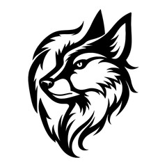 Fototapeta premium Elegant Fox Head Front View Detailed Design Black and White Outline Line Art Drawing Illustration