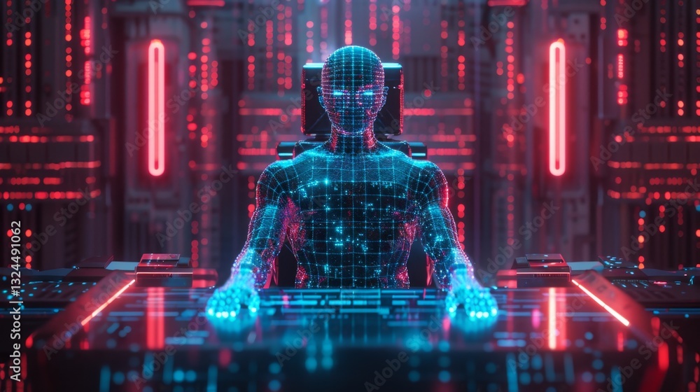 Poster virtual trial utilizing hologram technology transforms judiciary processes in a futuristic setting