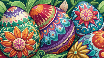 Close-Up of Easter Eggs with Stunningly Detailed Floral Patterns 