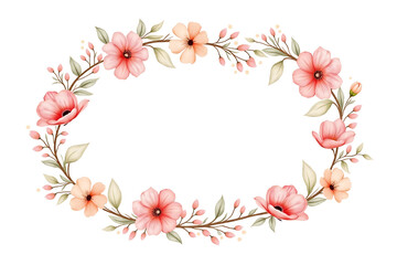 Obraz premium Elegant Floral Wreath PNG – Pink Flower Circle Frame Transparent Background