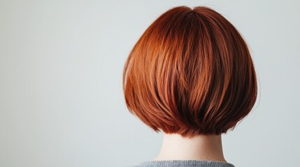 Layered feathered retro shag haircut in auburn tones spotlighted