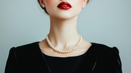 Timeless elegance Retro woman in classic attire with heirloom jewelry