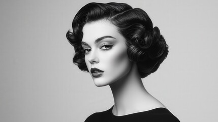 Retrofuturistic finger waves with glossy wetlook finish theme