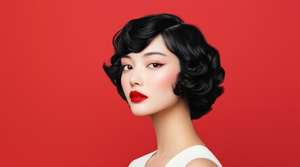 Retrofuturistic finger waves with glossy wetlook finish theme