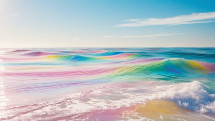 Obraz premium A serene and dreamy seascape where the gentle ocean waves undulate in shimmering