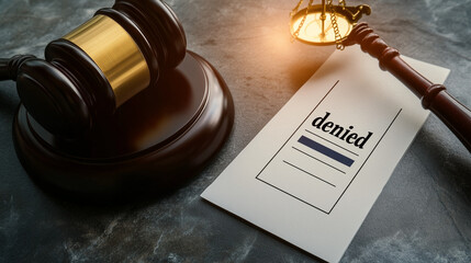 Visa Application Marked Denied on Legal Document Table