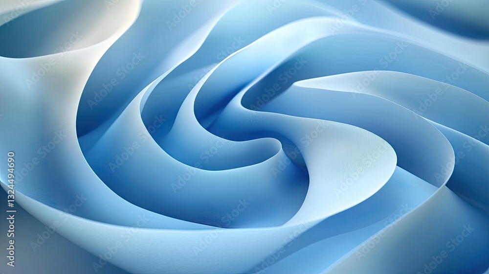 Poster abstract swirling blue fabric texture background image with soft light and smooth curves