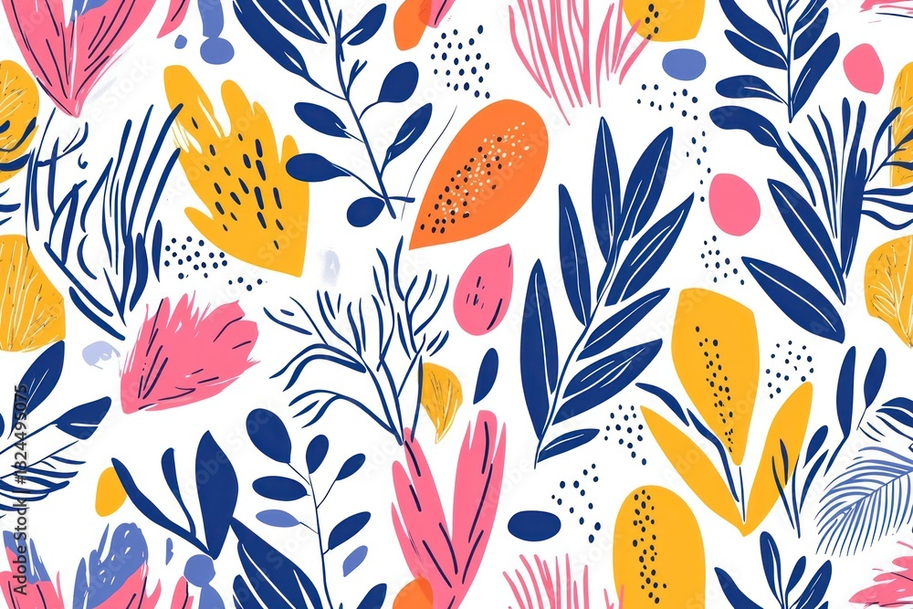 Poster geometric lines and abstract shapes in vivid, contrasting colors create a lively and dynamic summer 