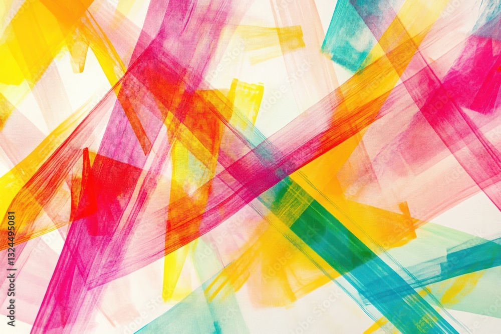 Poster geometric lines and abstract shapes in vivid, contrasting colors create a lively and dynamic summer 