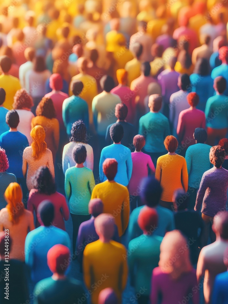 Poster people crowd network connection group teamwork social colorful human community interaction communica