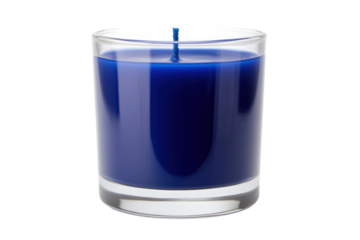 Blue candle in a transparent glass holder, cut out