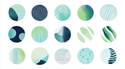 Fototapeta premium Curated Abstract Round Icons and Badges in Soothing Colors