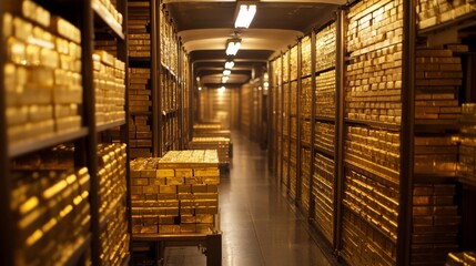 Abundant Gold Bars in a Warehouse Storage Environment