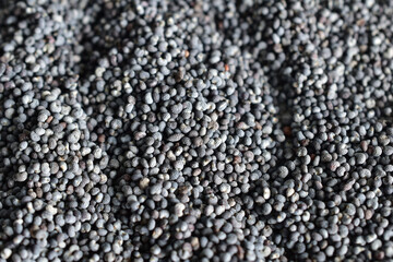 Textured pattern. Round peas, seeds, poppy seeds. Filling for sweet buns.