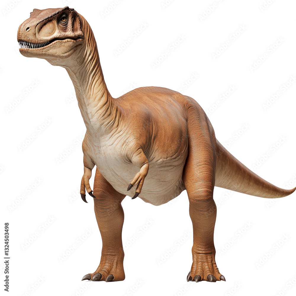 Poster a colorful toy dinosaur in a playful setting capturing the imagination of children and evoking joyfu