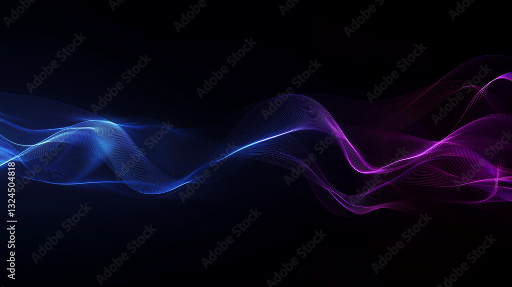 Poster futuristic digital visualization of interconnected waves and patterns
