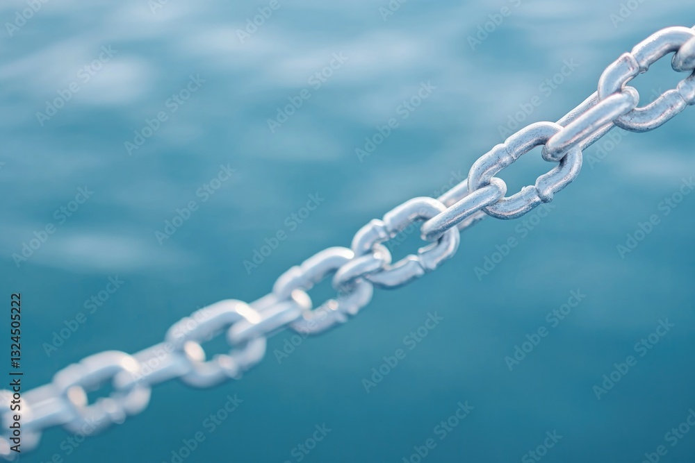 Aufkleber bold close-up of yacht anchor chain displayed with intricate details and surrounded by softly blurre