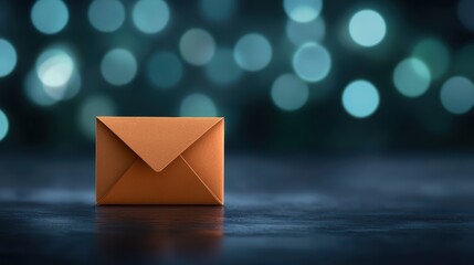 Vibrant orange envelope on a serene blue background, study in color and contrast