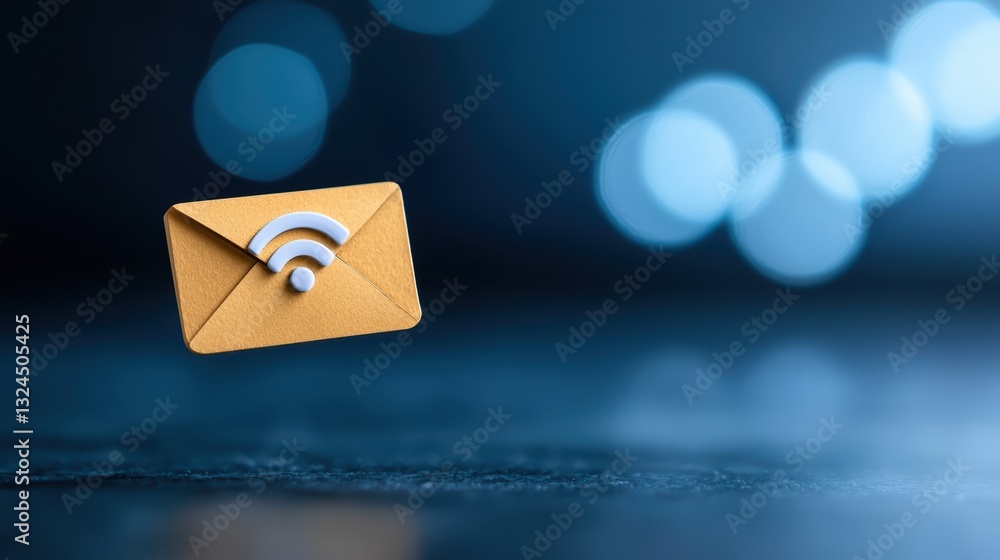 Poster email icon on envelope, visualizing digital communication and messaging in the modern era