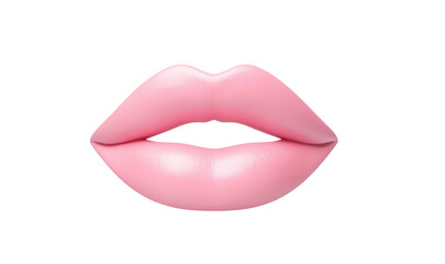 Stylish pink lips with a glossy finish, cut out
