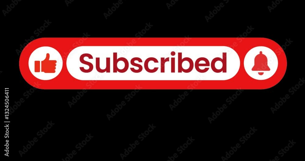 Poster pop up button animation of subscribe, like, notification bell icon on transparent background. 4k ani